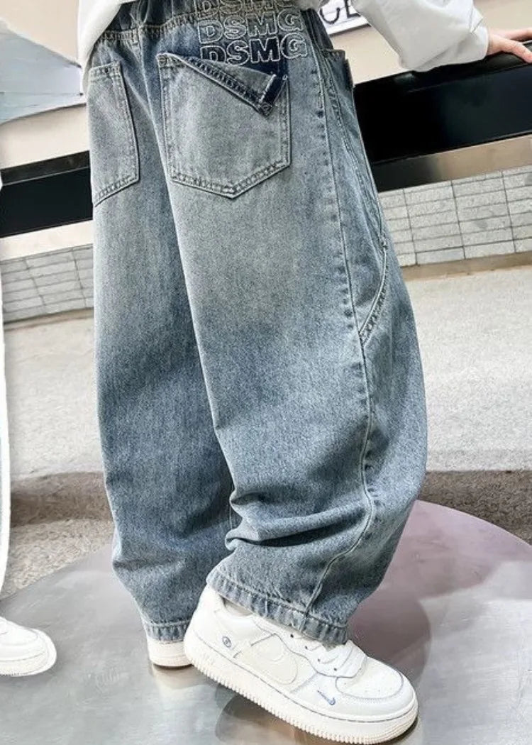 2025 Spring New Boys Loose Fit Jeans Long Pants for Toddler & Big Kids, Handsome Casual Denim Pants, Trendy Kids Clothing