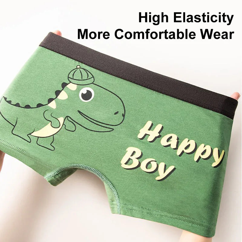 4/8 Pieces Dinosaur Pattern Printed Boys Boxer Briefs High Quality Cotton Kids Boxers Breathable Children Underwear For 3-12T