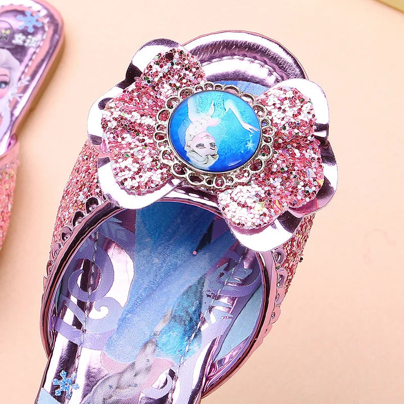 Disney Girls' Sandals Slippers Summer Party Shoes Soft Soled Baby Shoes Frozen Elsa Princess Outdoor Children's Slippers