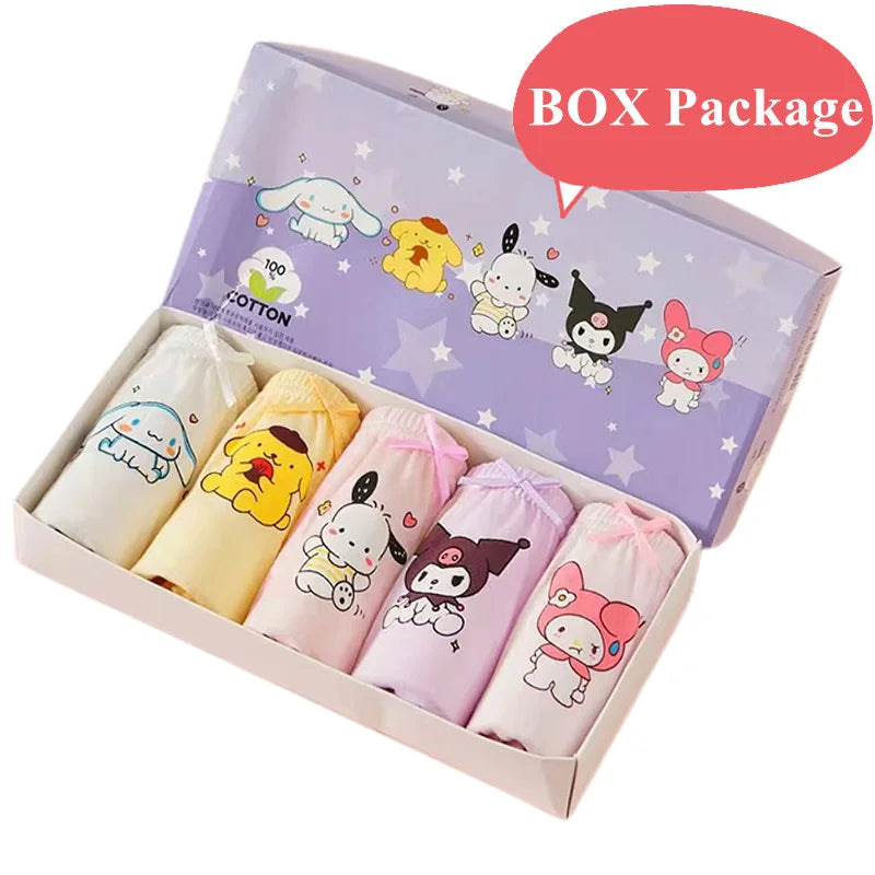 5/10Pcs Girls Cotton Panties Cartoon Character Hello Kitty Kuromi Pochacco Cute Girls Triangle Underwear Soft Preschooler Briefs