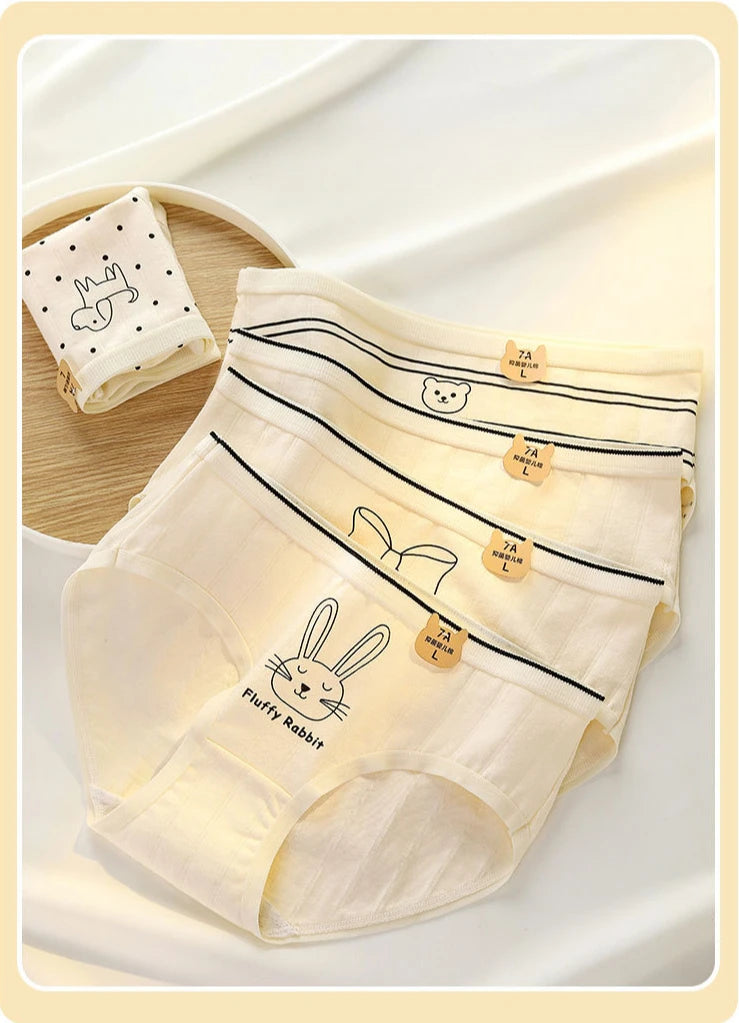5PCS Young Girls Cotton Antibacterial Panties Kids Thin Breathable Comfort Briefs 8+y Child Clothes Maiden Cute Print Underwears