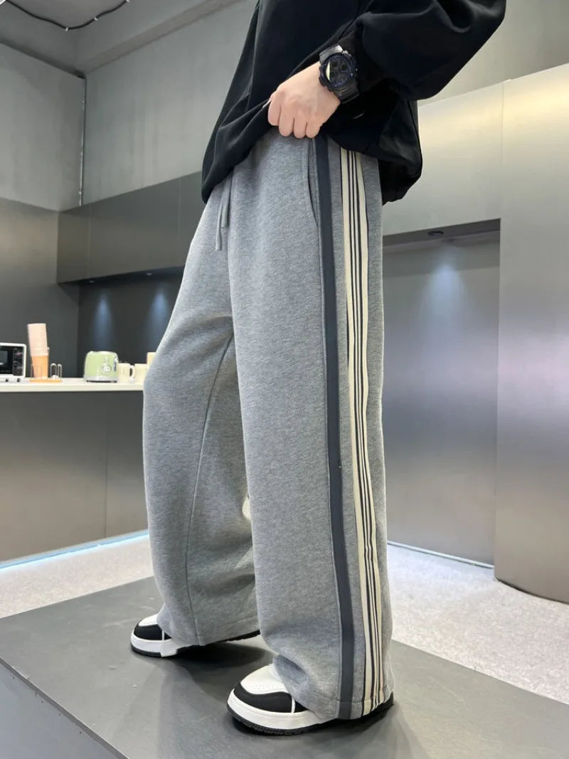 2025 New Release Boys' Wide-Leg Pants - Breathable Sporty Straight Leg for Boys 120-170cm, Spring Autumn Streetwear Casual Wear