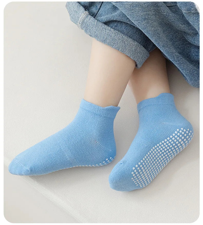 6 Pairs 0-5 Years Old Non-Slip Kids Socks with Grip Little Girls Boys Ankle Socks Infants Toddlers Children Floor Socks
