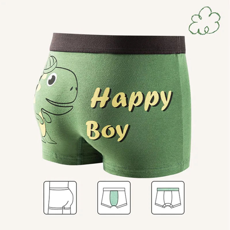 4/8 Pieces Dinosaur Pattern Printed Boys Boxer Briefs High Quality Cotton Kids Boxers Breathable Children Underwear For 3-12T