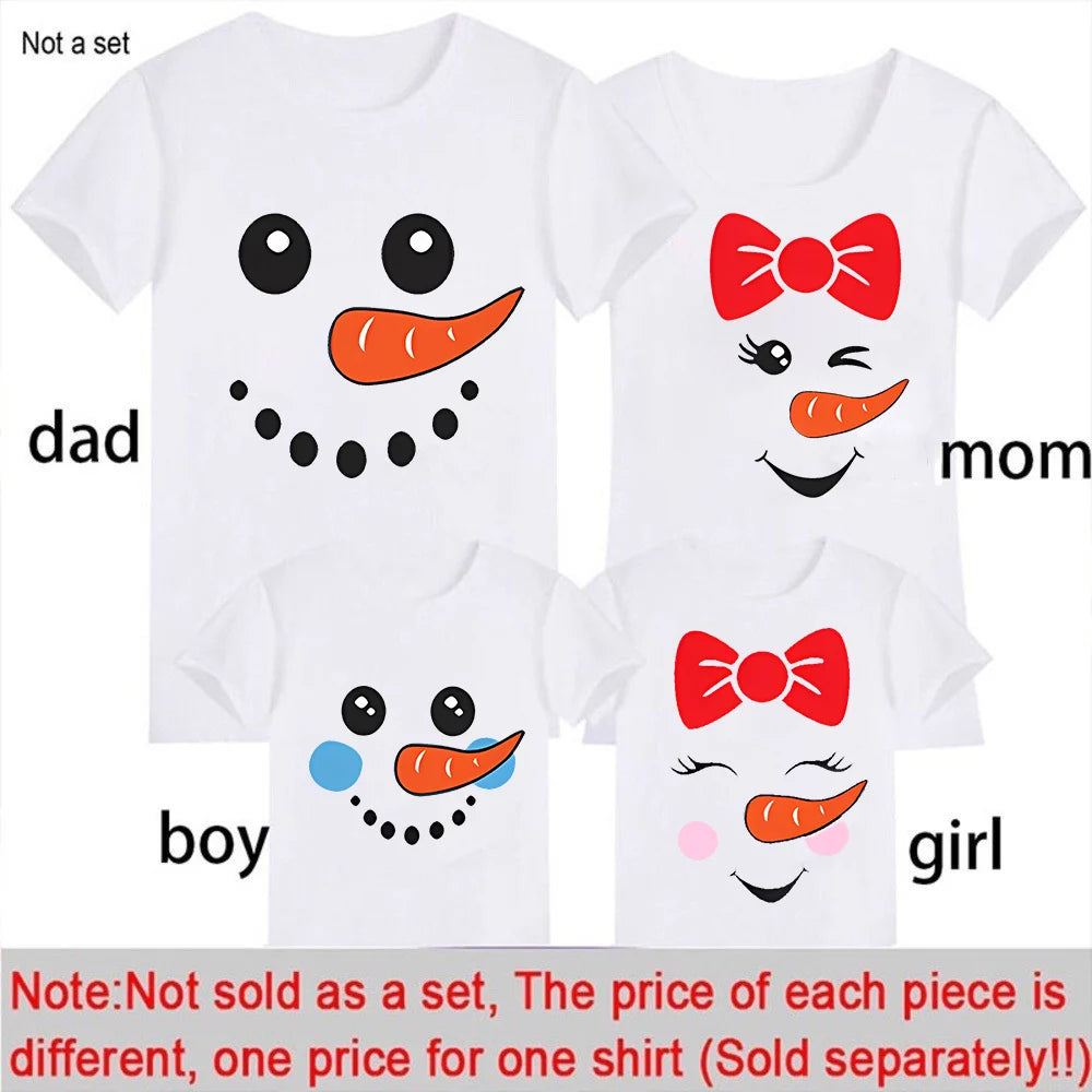 Snowman Christmas Family Matching Clothes Family Christmas Matching Tshirt Mom Dad Daughter Son Baby Tops Shirt Holiday Gift