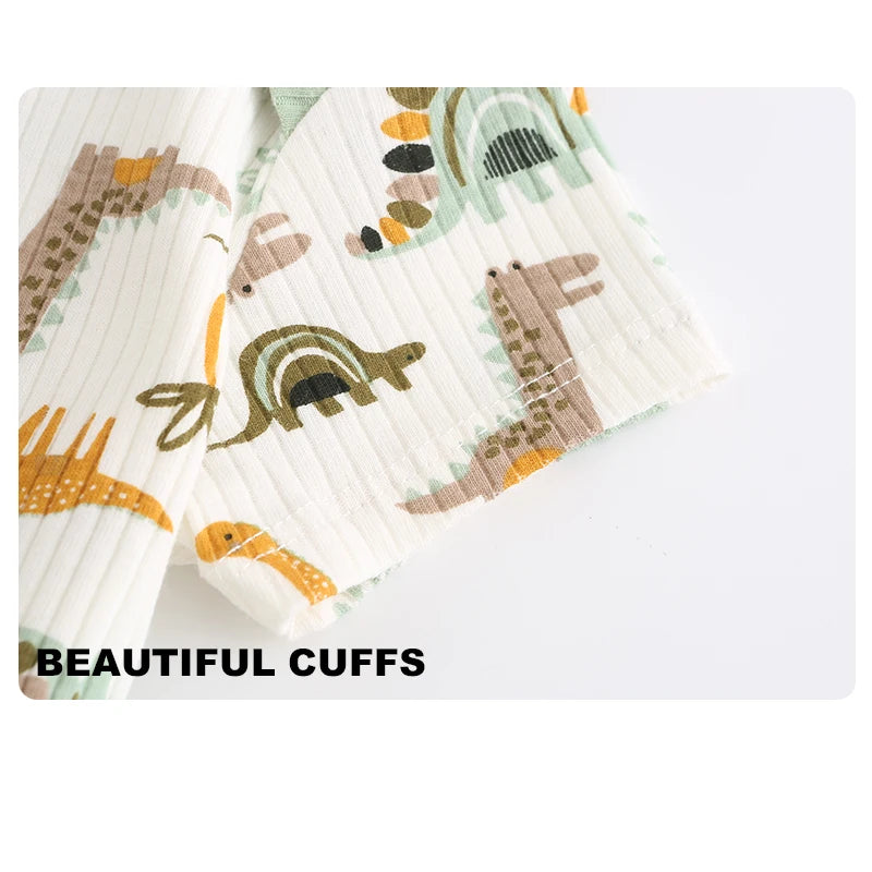 Kiddiezoom Summer 3-piece Unisex Fashion Cartoon Boys and Girls jumpsuit 100% Cotton Soft Newborn Set Gift