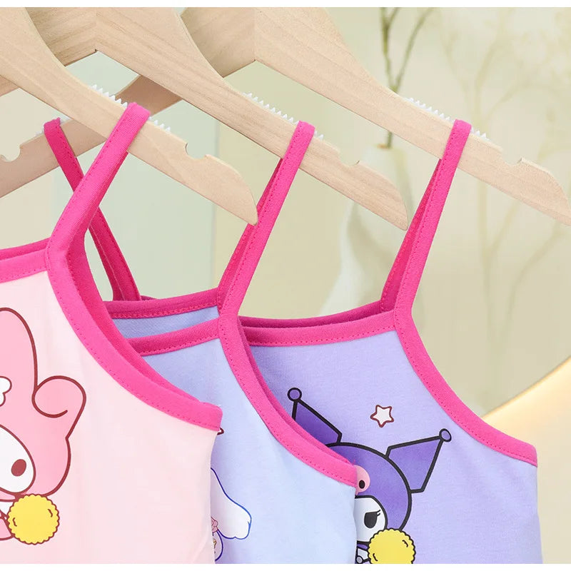 Sanrio Hello Kitty Girl Summer Cotton Fashion Kuromi Printed Slip Casual Comfortable My Melody Dresses Birthday Clothes Vestidos