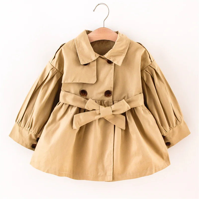 (0-3 Years Old) New Korean Style Baby Girl Coat For Spring And Autumn, Simple Solid Color Children'S Long Sleeved Clothes