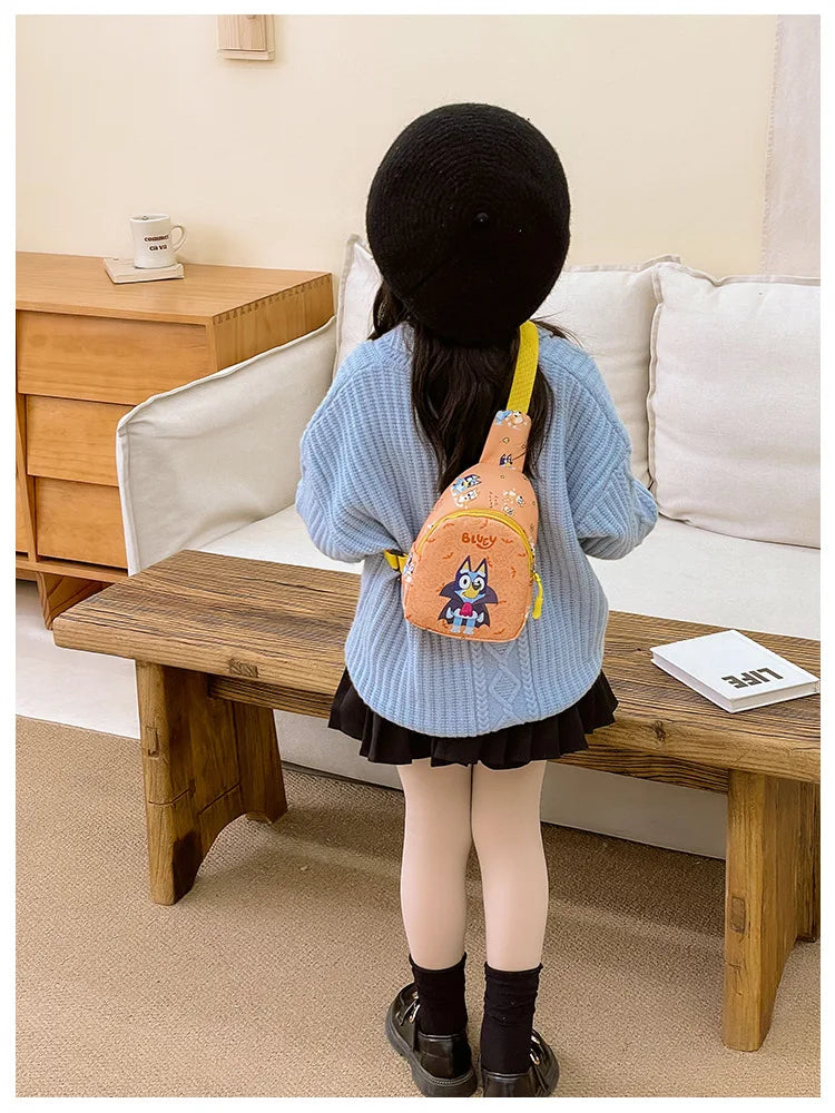 Bingo Friends Children's Bag Cute Bluey Family kids Chest Bag Kindergarten Cartoon Light Crossbody Bag Halloween Christmas gift