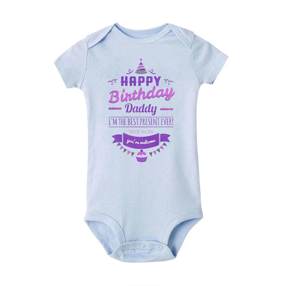 Happy Birthday Daddy Newborn Baby Bodysuit Gender Neutral Baby Stuff Infant Clothes Twins Outfit Romper Father Birthday Present