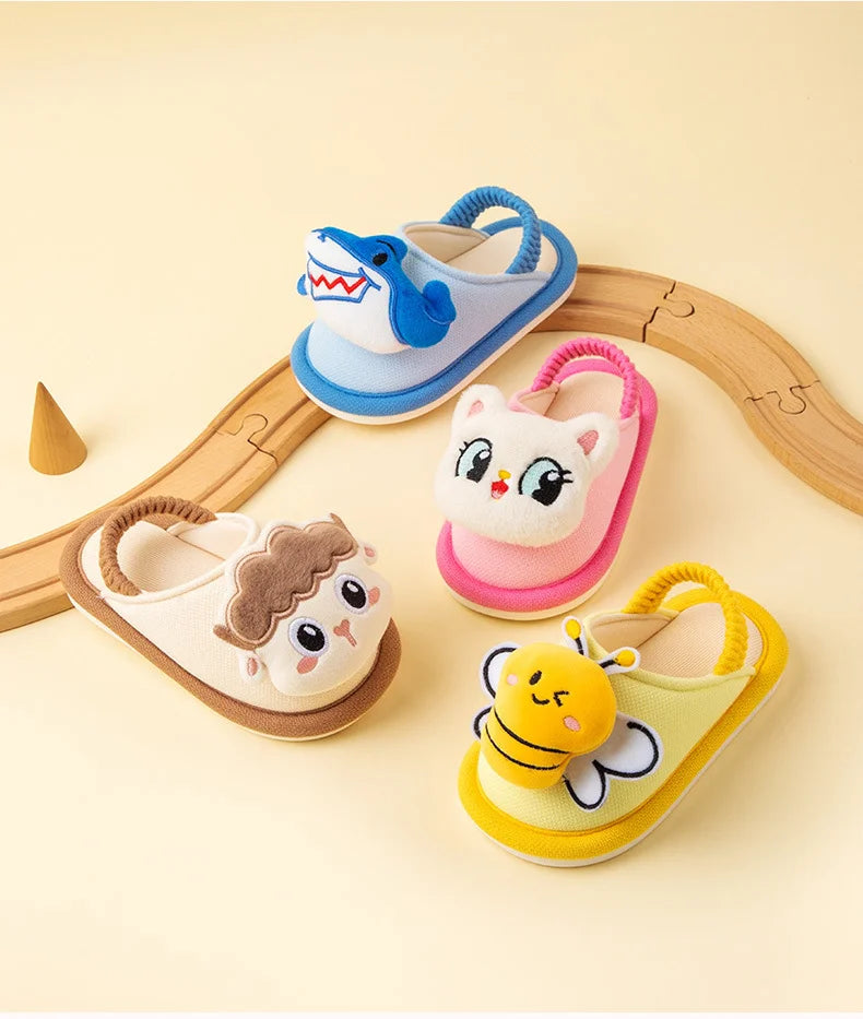 Kids'Slippers Toddler Cartoon Autumn Shoes For Children Anti-slip Thick Bottom Home Slipper Designer Pink Blue Size 140-180