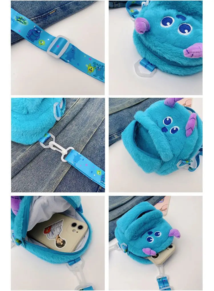 Disney Strawberry Bear 2025 New Girl Plush Backpack Cartoon Children Plush Messenger Bag Fashion Trend Girls Coin Purse