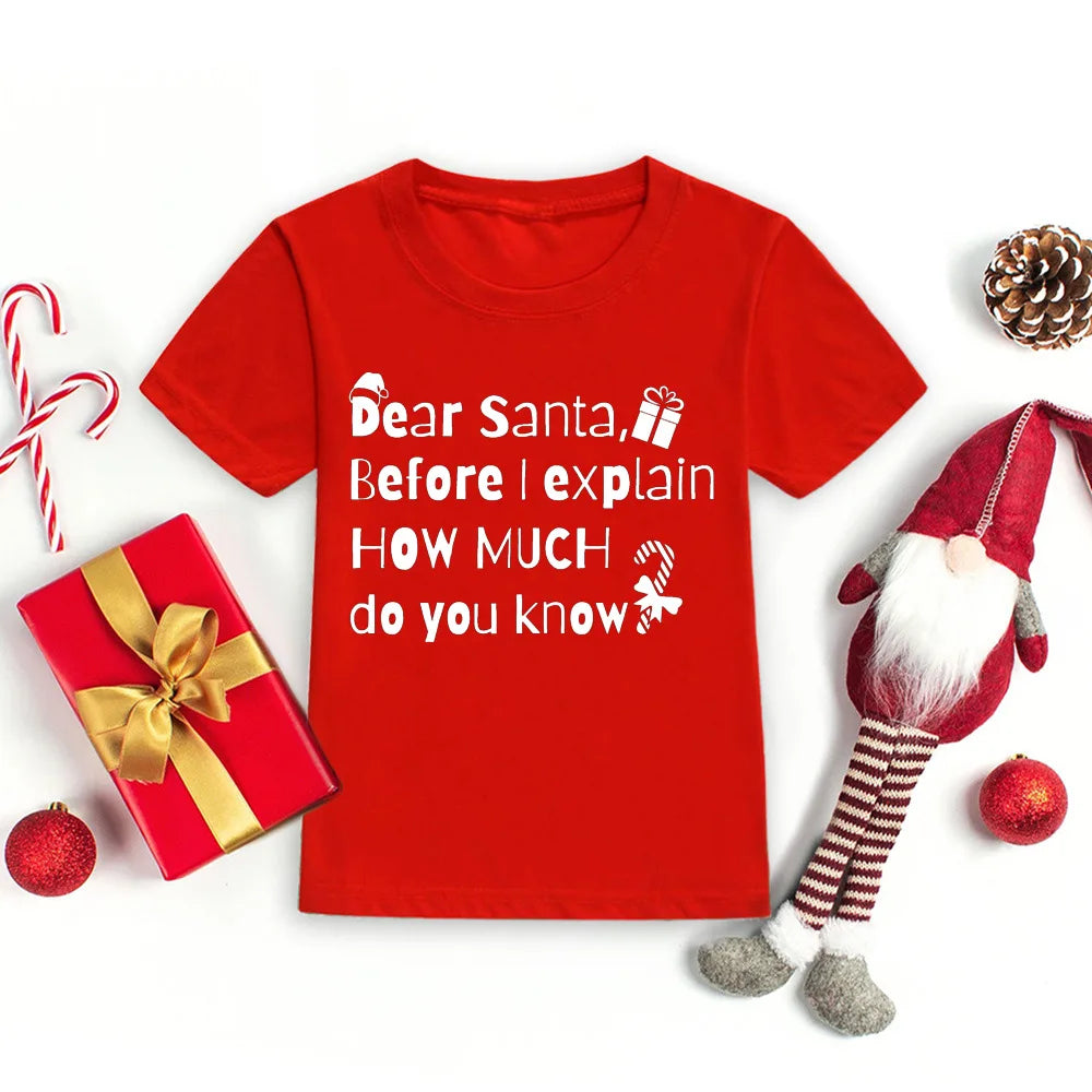 Christmas Kids T-shirt Xmas Boys Girls Clothes Christmas Party Kid Gift Shirts Xmas Children Short Sleeve Shirt Child Outfits