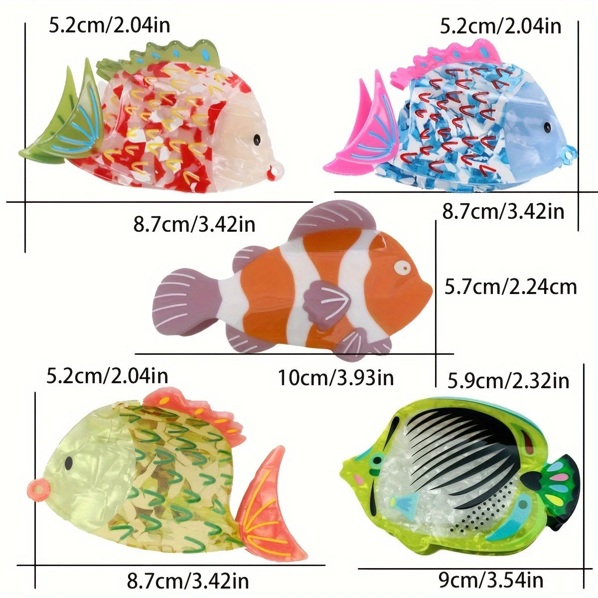 Cute Ocean Series Fish acetic acid Hair clip for women elegant Shark Clip Fashion Girl hair claw