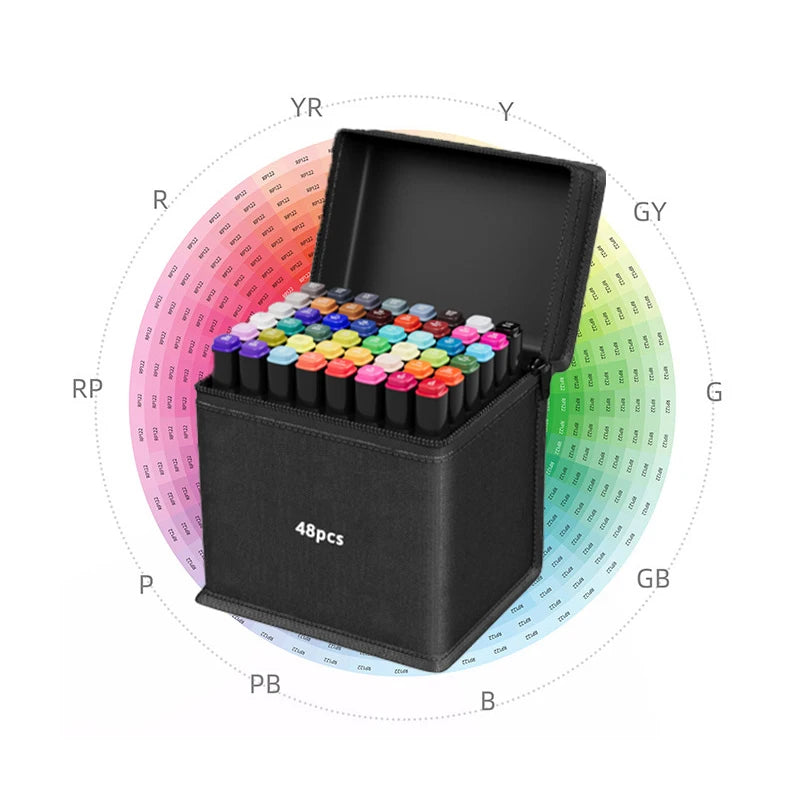 12/24/30/40/60/80/100/120/168pcs Art Marker Set, Watercolor Brush Pens For Students, Dual Tip Oil-Based Markers For Art Students