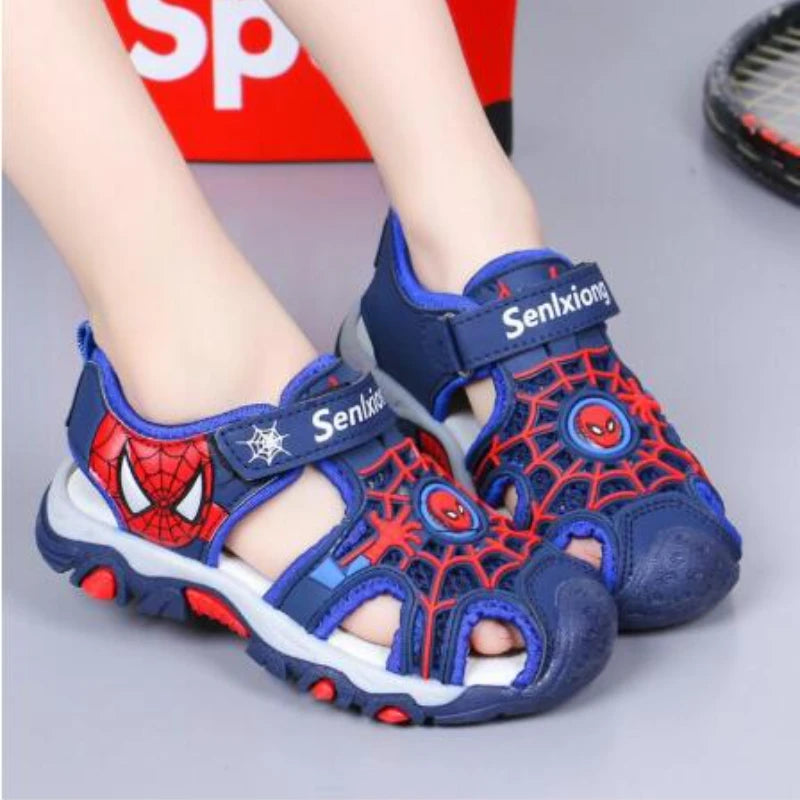 Disney Summer Cartoon Kids Sandal Toddler Boys Spiderman Sandals Orthopedic Sport Pu Leather Baby Boys Blue Red Beach Sandals