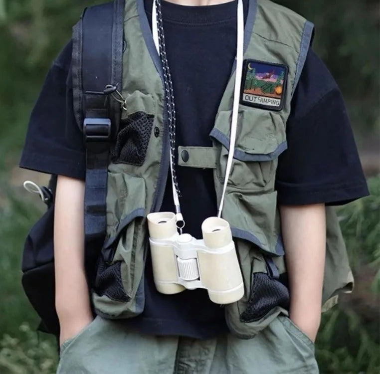 2025 New Autumn Outdoor Tactical Vest for Kids Boys Girls Olive Green Kids Cargo Vest Lightweight Waterproof Hiking Jacket