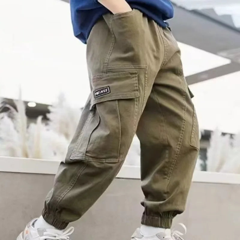 100% Cotton Cargo Pants for Boys | Spring Autumn 2025 New Release | Medium To Large Kids Casual Wear