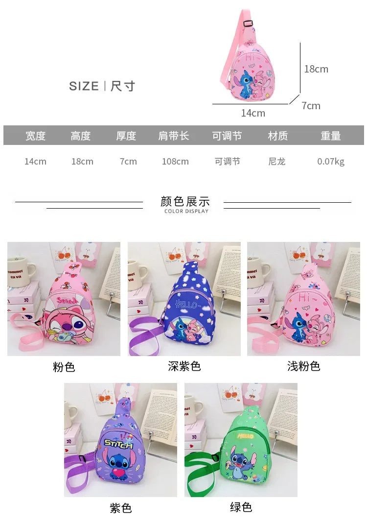 Cartoon Mini Stitch & Angel Sling Chest Bag Anime Crossbody Storage Bag Shoulder Bag Coin Purse Halloween Christmas party gift
