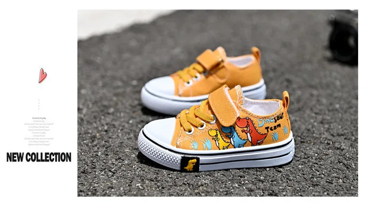Children cartoon canvas shoes boys and girls casual low-top shoes baby spring and autumn breathable single fashion sneakers