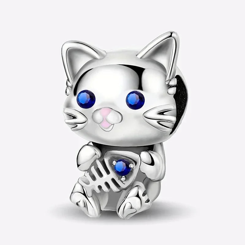 925 Sterling Silver Mushroom Cat Owl Puppy Cat Claw Charms Beads Fit Diy Bracelet Bangle Making Gift Of High Quality Jewelry