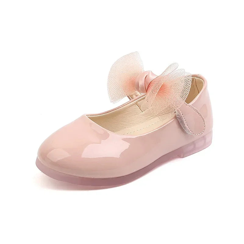 Kids Leather Girls Shoes Shining Shell Princess Shoes for Baby Party Wedding Children Lace Bow Spring Summer Dress Shoes F03111