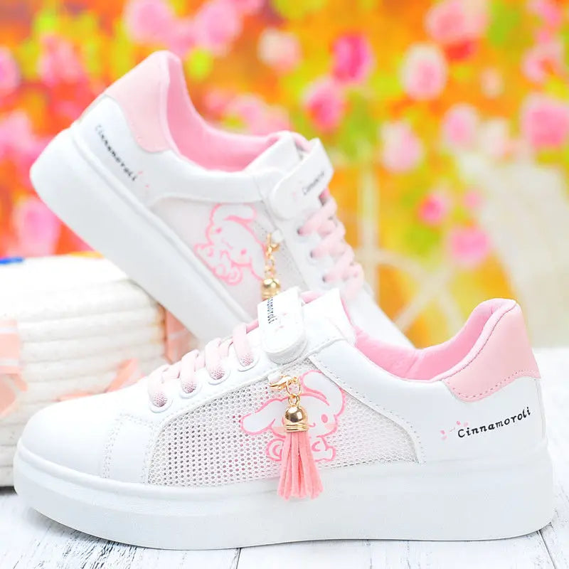 Sanrio hello kitty  spring autumn non-slip net shoes girl casual shoes cartoon board shoes kuromi sports shoes cute Sneakers
