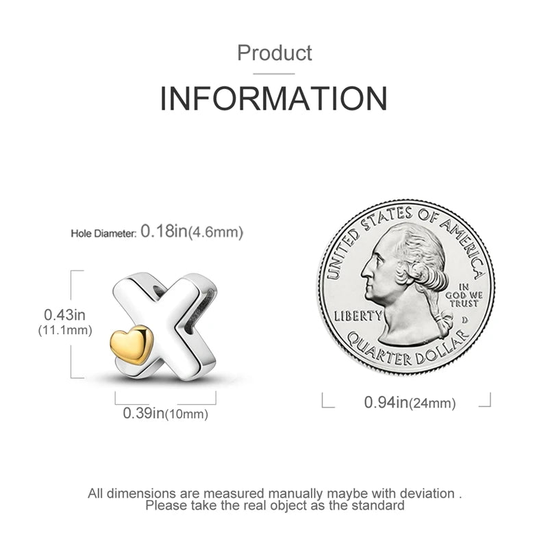 925 Sterling Silver DIY Alphabet Charms Beads LOVE Heart Letter Fit Original Bracelet Bangle Necklace Jewelry Marking Gift