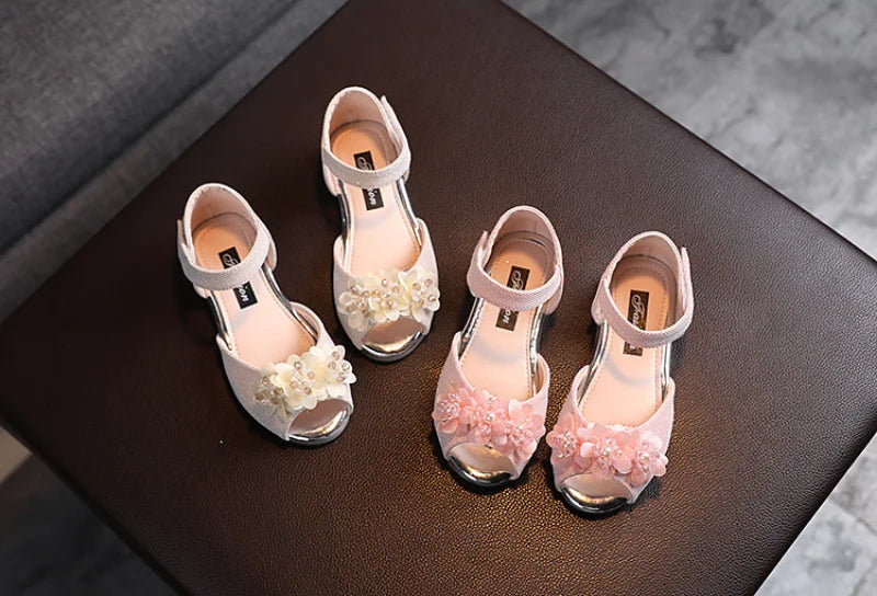 Girls Rhinestone Flower Shoes Low Heel Flower Wedding Party Dress Pump Shoes Princess Shoes For Kids Toddler