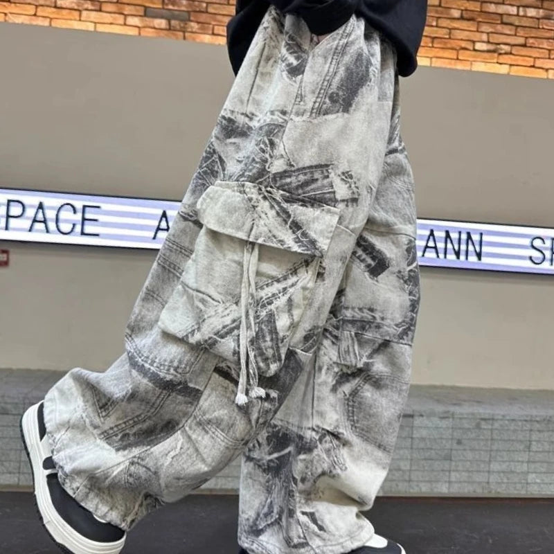 New 2025 Autumn Big Boys Wide-Leg Cargo Pants Loose Straight Comfortable Casual Bestseller for Teen Boys