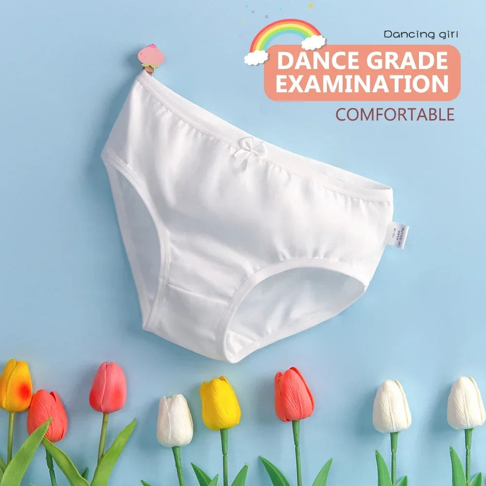 Kids Cotton Pure White Teenage Girl Panties Little Girl Dance Underwear High School Student Underpants Daily Young Girl Briefs