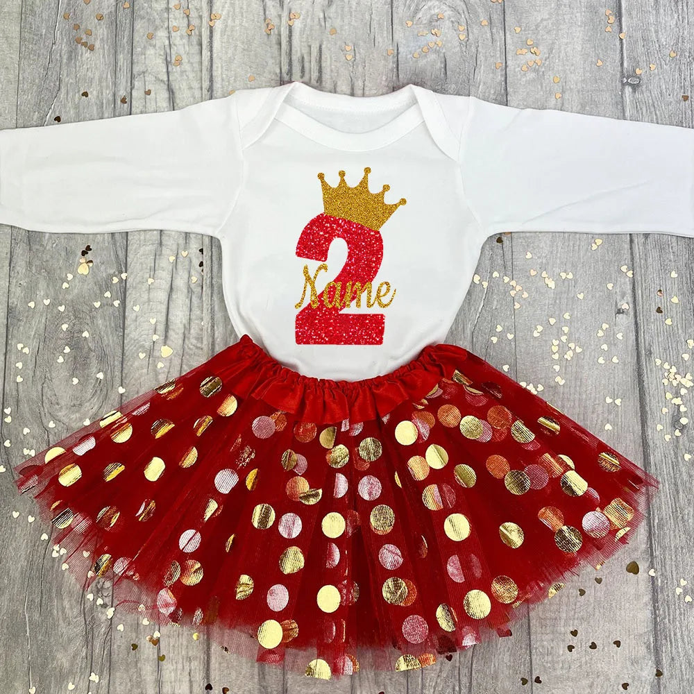 Personalized Baby Birthday Bodysuits Cake Dresses Custom Baby Girl Dress Infant Girls Sequin Tutu Skirts Clothes Birthday Gift