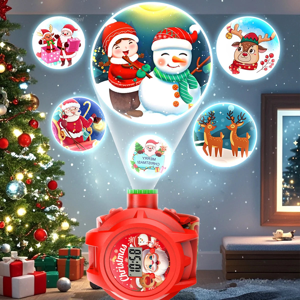 Cartoon Projection Watch for Kids Electronic Watch 24 Patterns Display Projector Montessori Education Toys Gift for Boys Girls