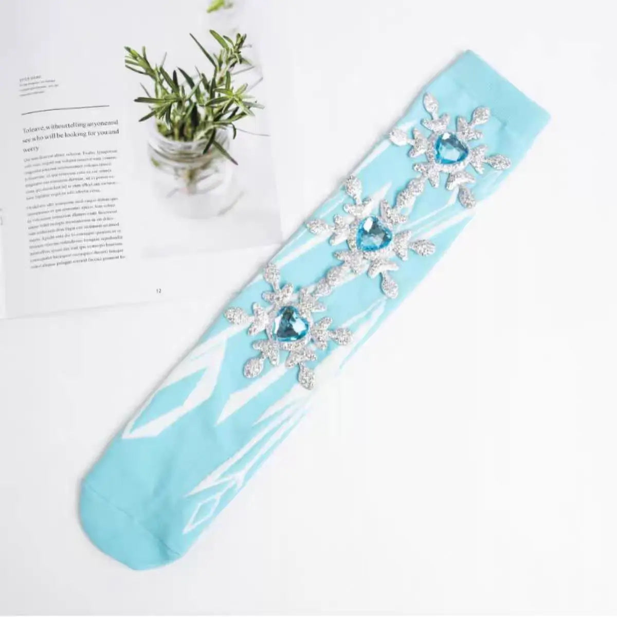 Disney Snow Princess Girl Long Socks Anime Elsa Princess Four Seasons Warm Socks Fashionable Cute Cartoon Children's Socks Gifts