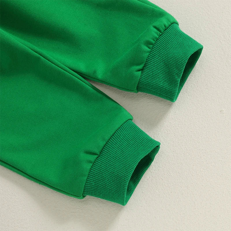 Toddler Boy Girl Winter Christmas Tree Print Long Sleeve Round Neck Sweatshirt and Pants Outfit Set with Letter Embroidery