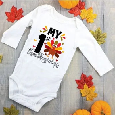 My First Thanksgiving Baby Boys Girls Romper Infant Cute Baby Clothes Toddler Thanksgiving Gift Rompers Fall Baby Jumpsuit
