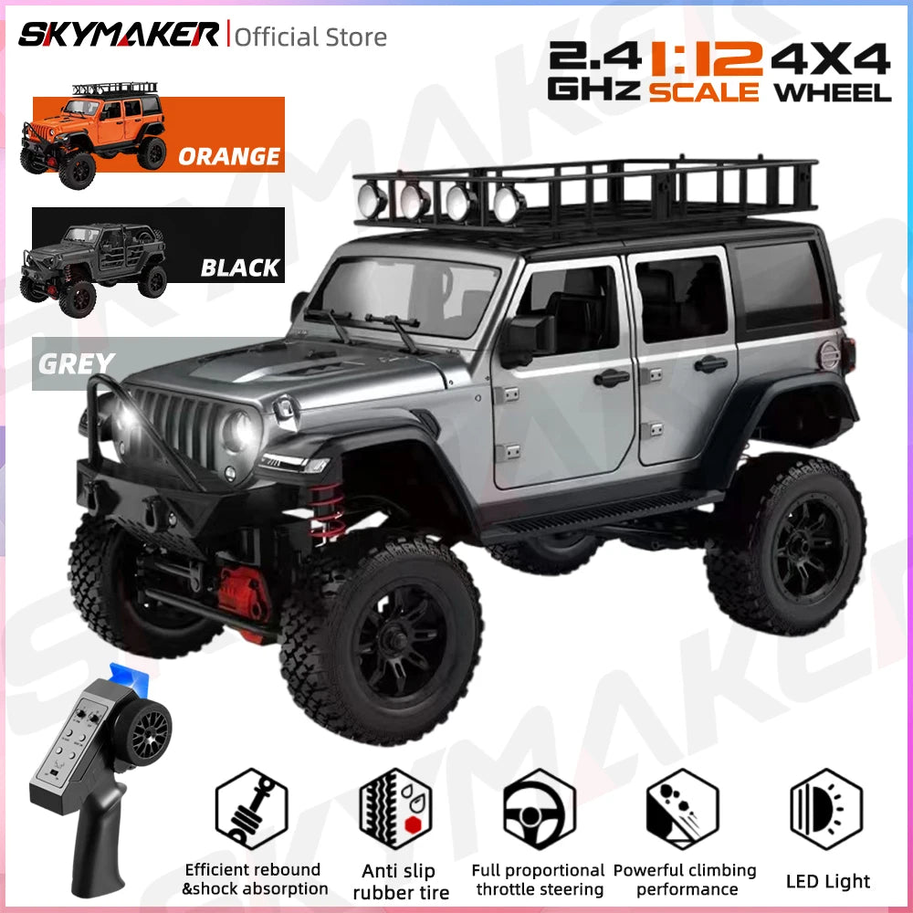 MN128 1/12 RC Car 4WD Jeep Model 2.4G Remote Control LED Light 4X4 Off Road 4WD Climbing RC Truck Electric Toy Car Gift for Boy