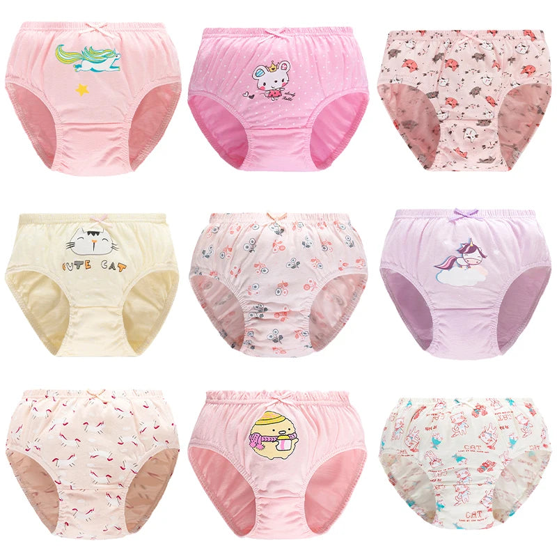 5/10 Pieces Girls Briefs Random Cartoon Patterns Cute Girls Panties Cotton Toddlers Briefs Soft Children Triangle Underwear