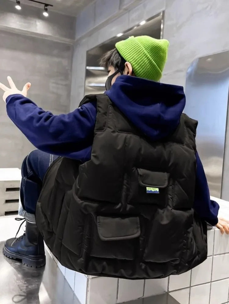 Boys' Thermal Insulated Down Jacket Autumn Winter Kids' Outerwear Plus Size Cape Vest Stylish Trendy