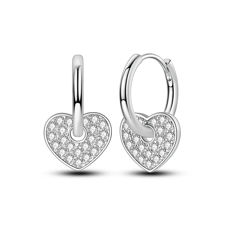 925 Sterling Silver Pave U Shape Heart Eardrop Earrings Hoop Earrings For Women Wedding Engagement For Girlfriend Birthday Gift
