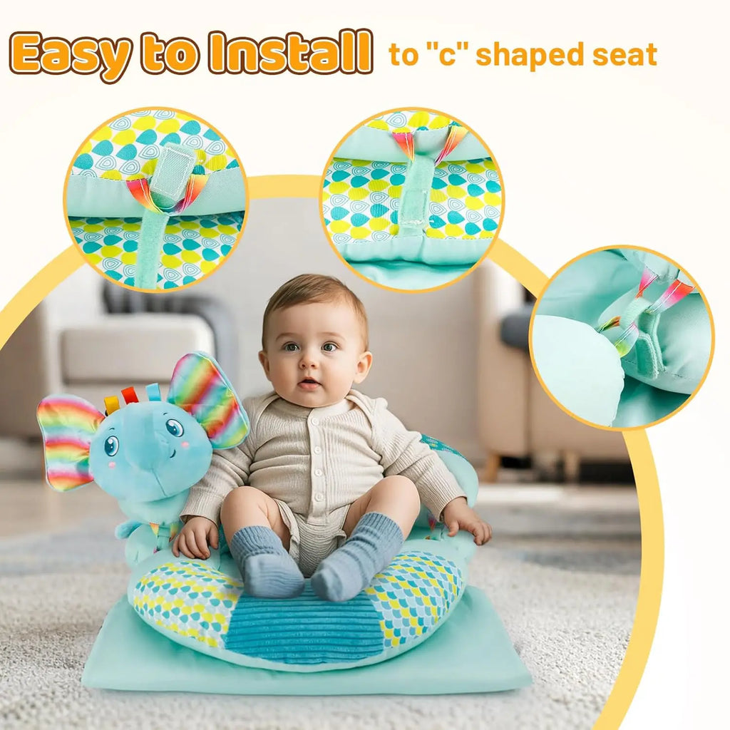 3 in 1 Baby Tummy Time Mat Support Seated Pillow Infant Newborn Toys Sensory Developmental Playmat Gift for Babies Girls Boys