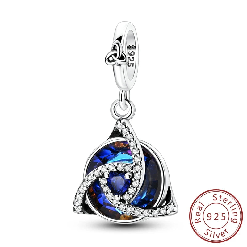 925 Sterling Silver Original Celtic Knots Charms Bead Earrings Ring Bracelet Necklace Series Jewelry Set For Women Men DIY Gift