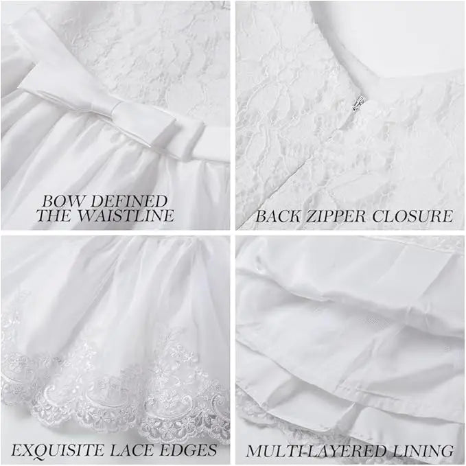 New Year Dress For Girls White Bridesmaid Dresses For Wedding Prom Gown Big Bow Girls Elegant Dresses Red Puffy Christmas Dress