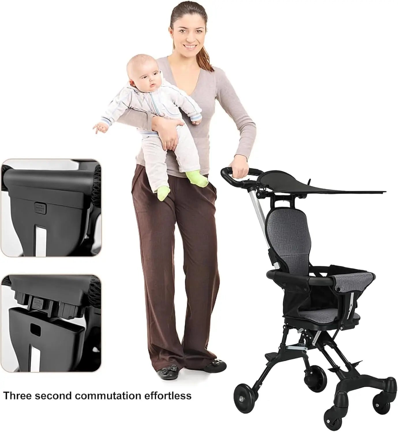 Convenience Stroller Lightweight Baby Travel Stroller Compact Stroller One-Handed Folding Canopy for Toddlers Travel Airplane