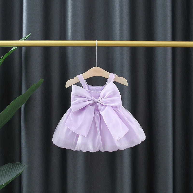 Summer New Wedding Party Baby Girl Princess Dress, Sweet Bow Children'S Clothing For 9 Months To 3 Years Old