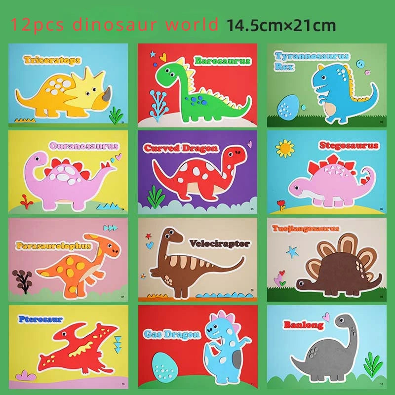 Cartoon EVA Sticker Toys DIY Kids Animal Handmade Stickers 3D Puzzle Game Cartoon Painting Stickers Learning Toys for Kids