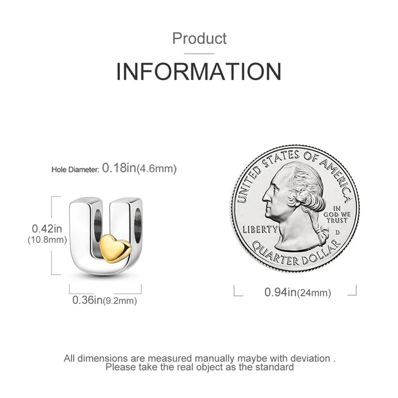 925 Sterling Silver DIY Alphabet Charms Beads LOVE Heart Letter Fit Original Bracelet Bangle Necklace Jewelry Marking Gift