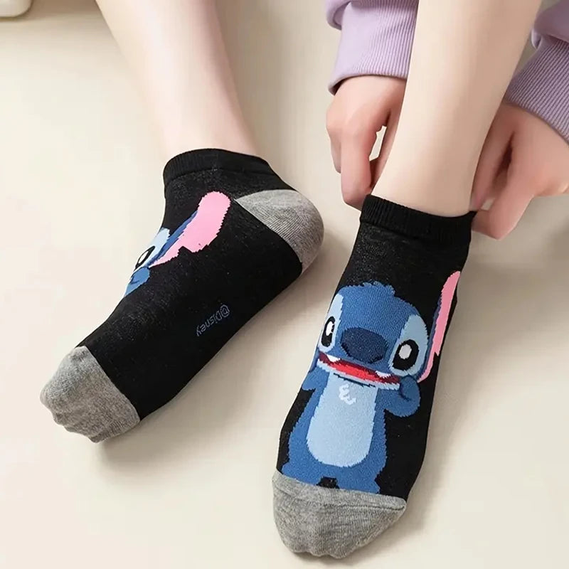 10/20/30 Double Spring/Summer Unisex Fashion Disney Cute Anime Cartoon Stitch Versatile Casual Breathable Straight Socks