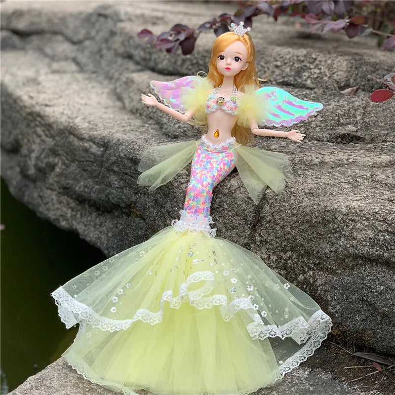 Colorful Mermaid Doll Rainbow Princess Toy Children's Pretend Play House Dress Up Toy Christmas Birthday Gift for Girls
