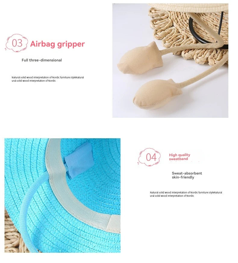 Kids Baby Bunny Hat with Moving Ears Rabbit Straw Hat Jumping Ear Funny Cap Wide Brim Sun Protection Hat Boys Girls Outdoor